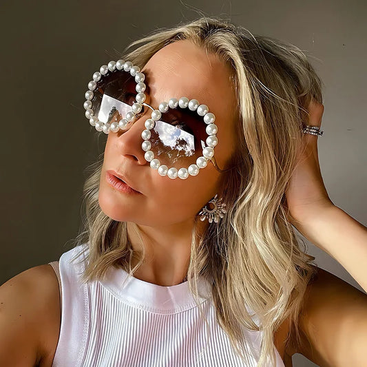 Okulary przeciwsłoneczne z perełkami