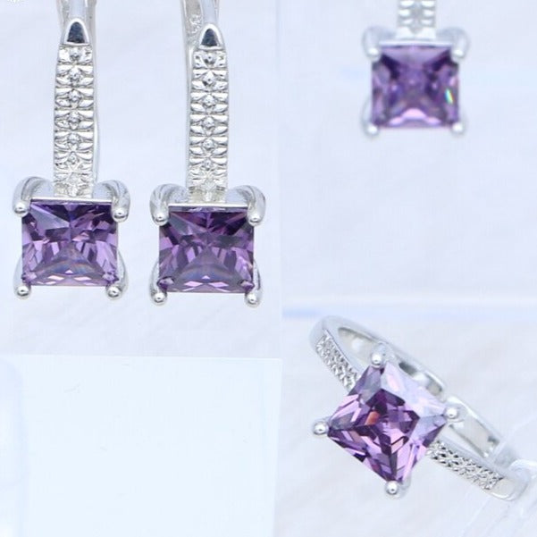 Srebrny komplet biżuterii z cyrkoniami