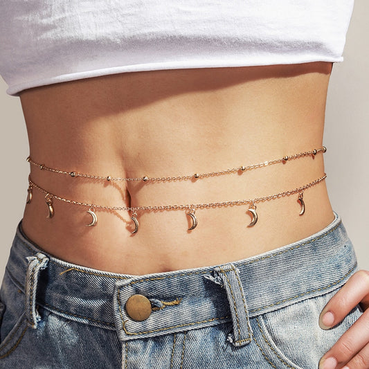 Podwójny łańcuszek na talię z zawieszkami