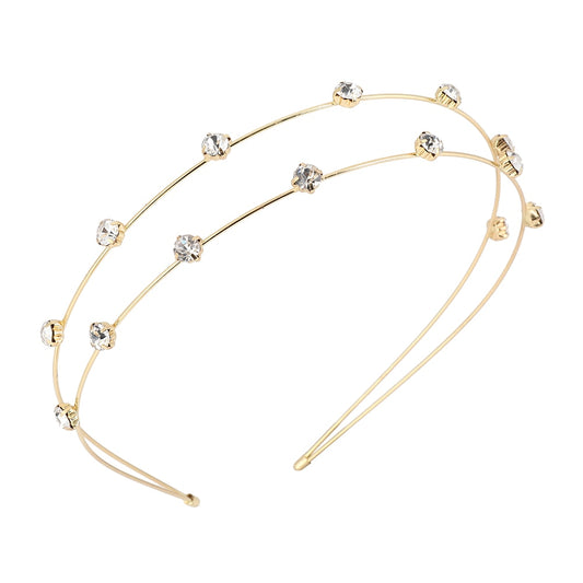 Podwójna opaska do włosów z cyrkoniami