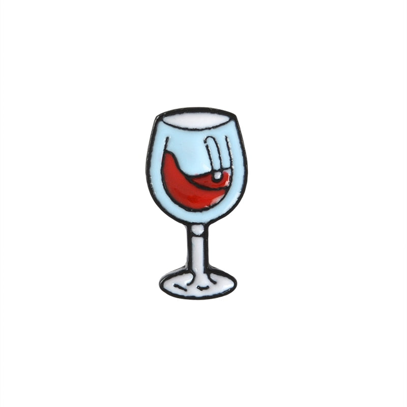 Komplet przypinek - wino i kieliszek