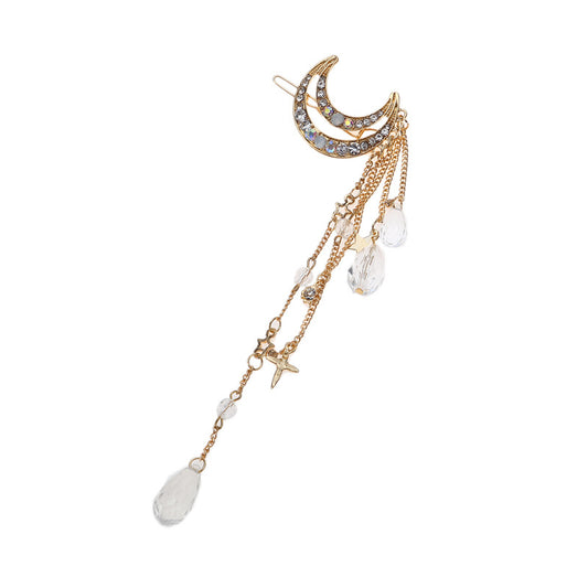 Spinka do włosów w kształcie księżyca z wiszącymi koralikami