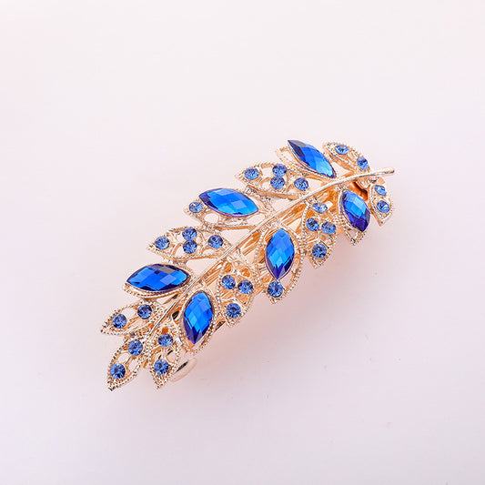 Spinka do włosów z cyrkoniami - gałązka z listkami