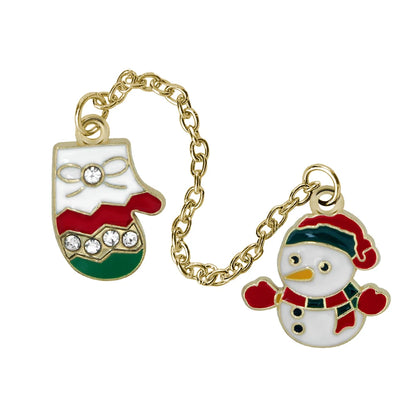Przypinka świąteczna  z łańcuszkiem - bałwan