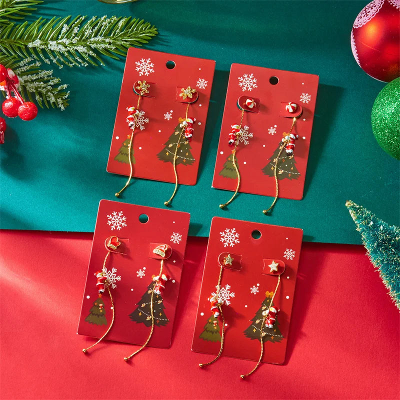 Kolczyki świąteczne przewlekane z Mikołajem