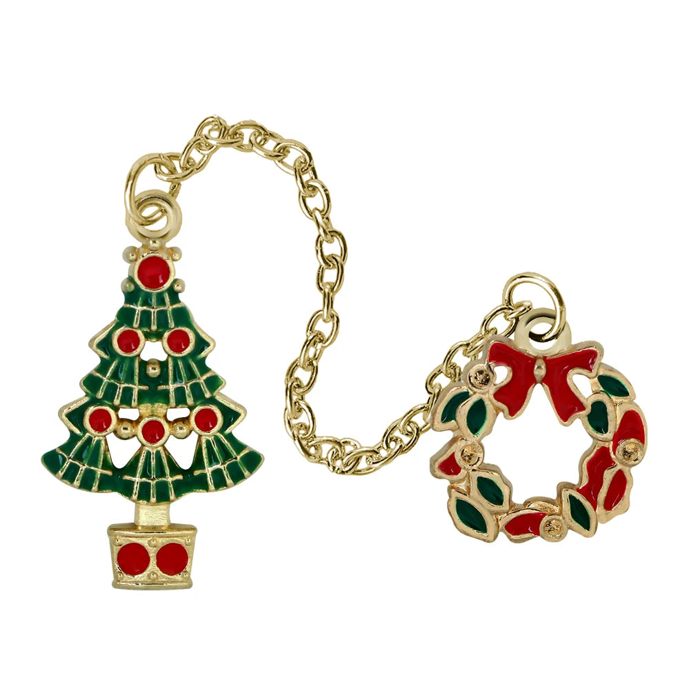 Przypinka świąteczna  z łańcuszkiem - choinka