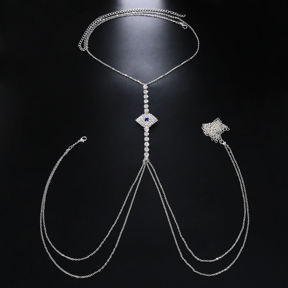 Łańcuszek na klatkę piersiową z cyrkoniami z motywem oka