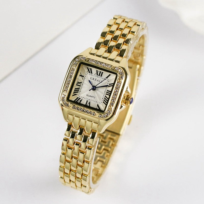 Damski klasyczny kwadratowy zegarek vintage