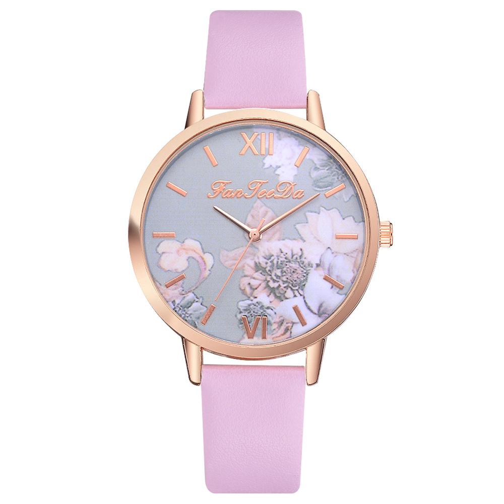 Damski zegarek kwarcowy z motywem kwiatów