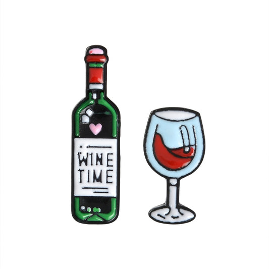 Komplet przypinek - wino i kieliszek