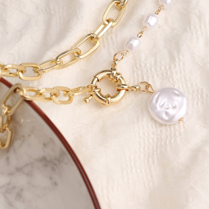 Naszyjnik łańcuch z perłami