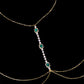 Łańcuszek na klatkę piersiową z cyrkoniami i zielonymi oczkami